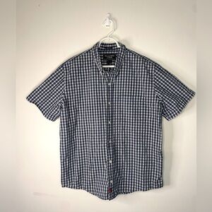 Men's Abercrombie and Fitch Blue Plaid Short Sleeve Button Up Muscle Shirt Large